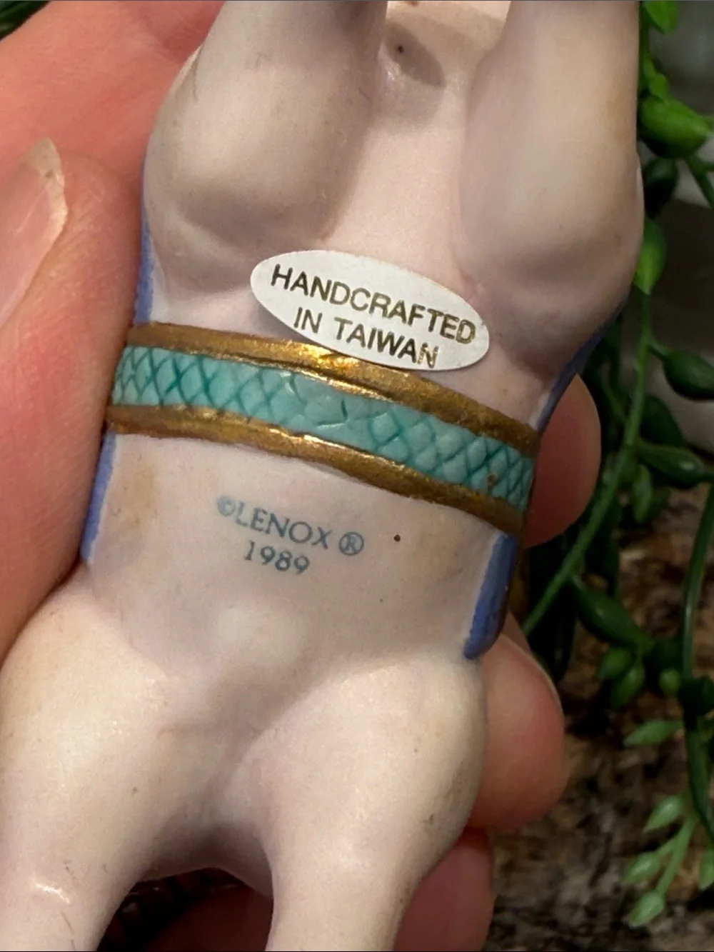 Lenox Pink Pig Carousel Ornament with Teal Saddle and Gold Trim